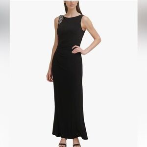 Vince Camuto Gray Embellished Sleeveless Maxi Dress